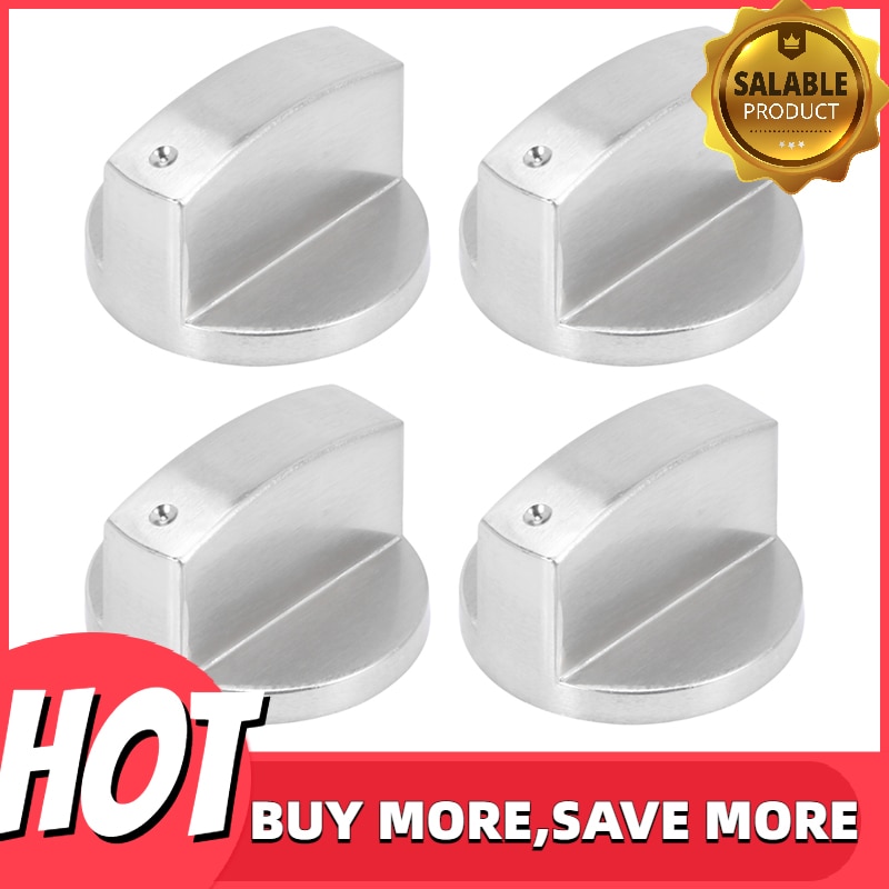 4 Pieces Stoves Cooker Knobs,Oven Knob,6mm Universal Silver Gas Stove Control Knobs Adaptors Oven Rotary Switch Cooking Surface