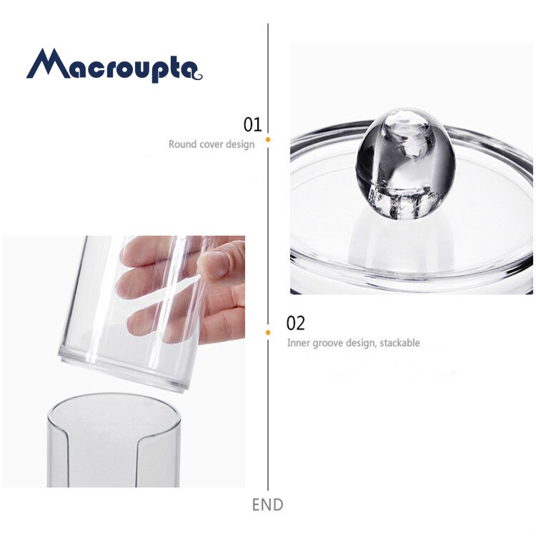 Acrylic Round Qtip Container Cosmetic Makeup Cotton Multifunctional Pad Organizer Jewelry Storage Box Holder and Candy Jars