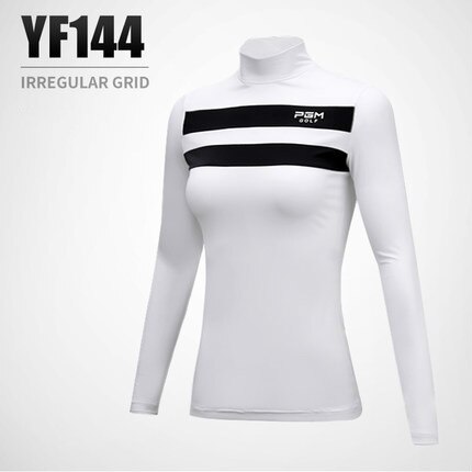 Efterår kvinders golfdragt lang svømmetræk åndbar sved t-shirt hvid sportstøj bundstr. størrelse s-xl: Hvid / M