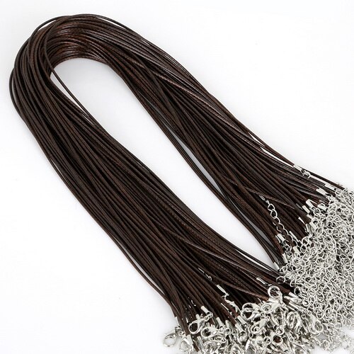 10 sztuk/partia skórzane łańcuchy bransoletka zawieszki charms z karabińczyk dla DIY komponenty do wyrobu biżuterii sznurek 1.5mm: Dark Brown
