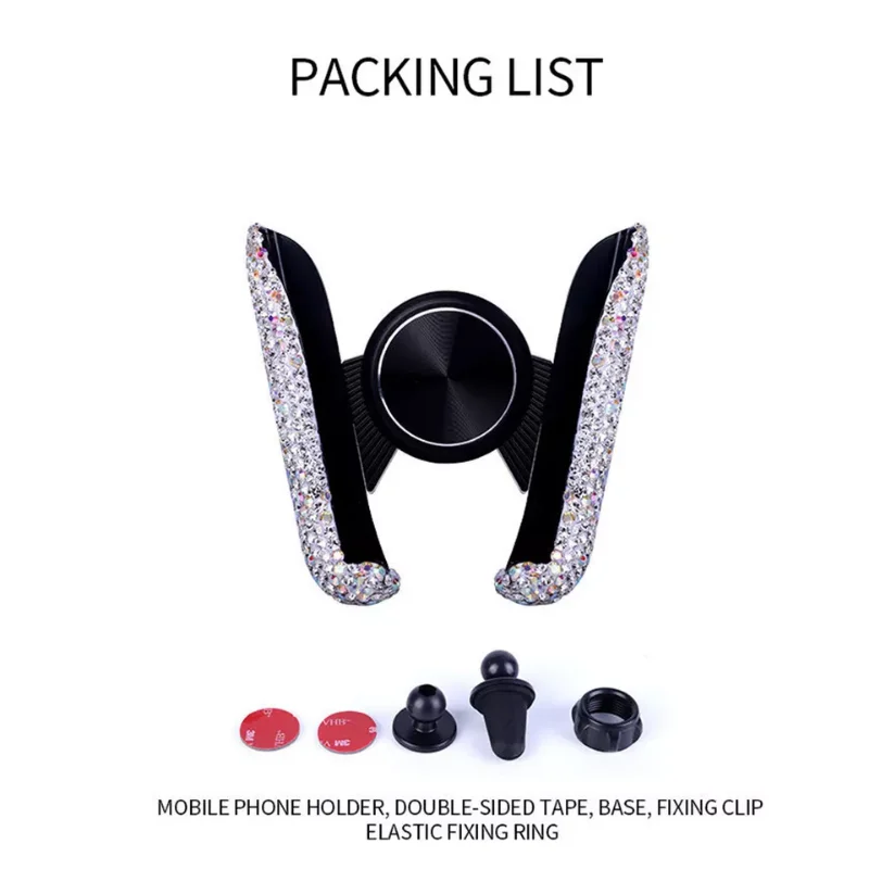 Diamond Crystal Car Phone Holder in Auto Stand Cellphone Bracket Holder for Phone Auto Stuff Bling Car Accessories for Women
