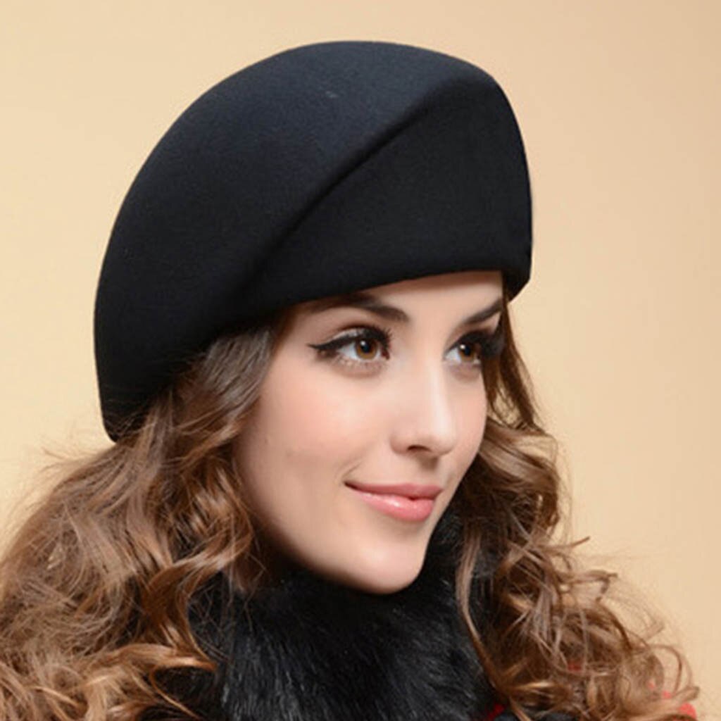 Womail vinter baret lokk vinter varm ull kvinner baret fransk kunstner retro lue lue ski lokk fast hattemaker  #4z