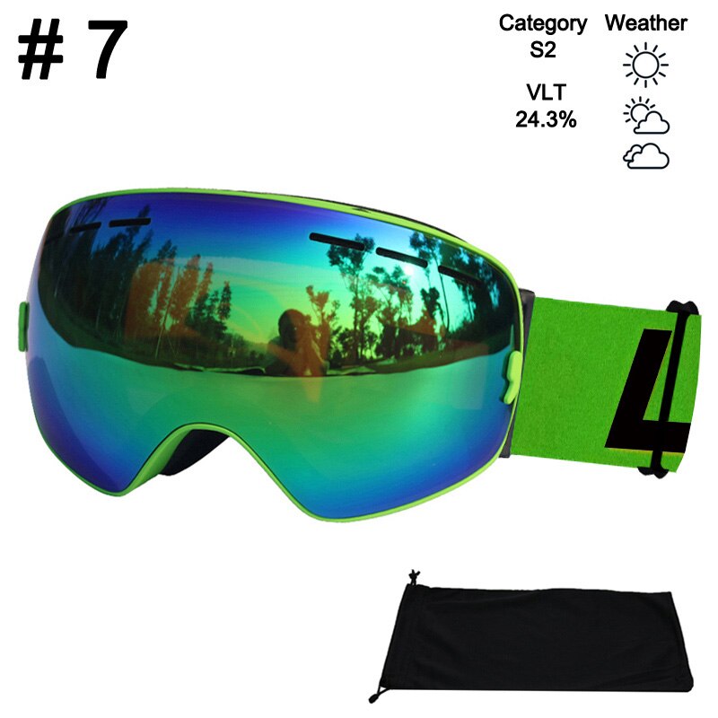 Locle sfæriske skibriller antidugg doble lag  uv400 store skimaske snowboardbriller skibriller briller: Farge 7 glass