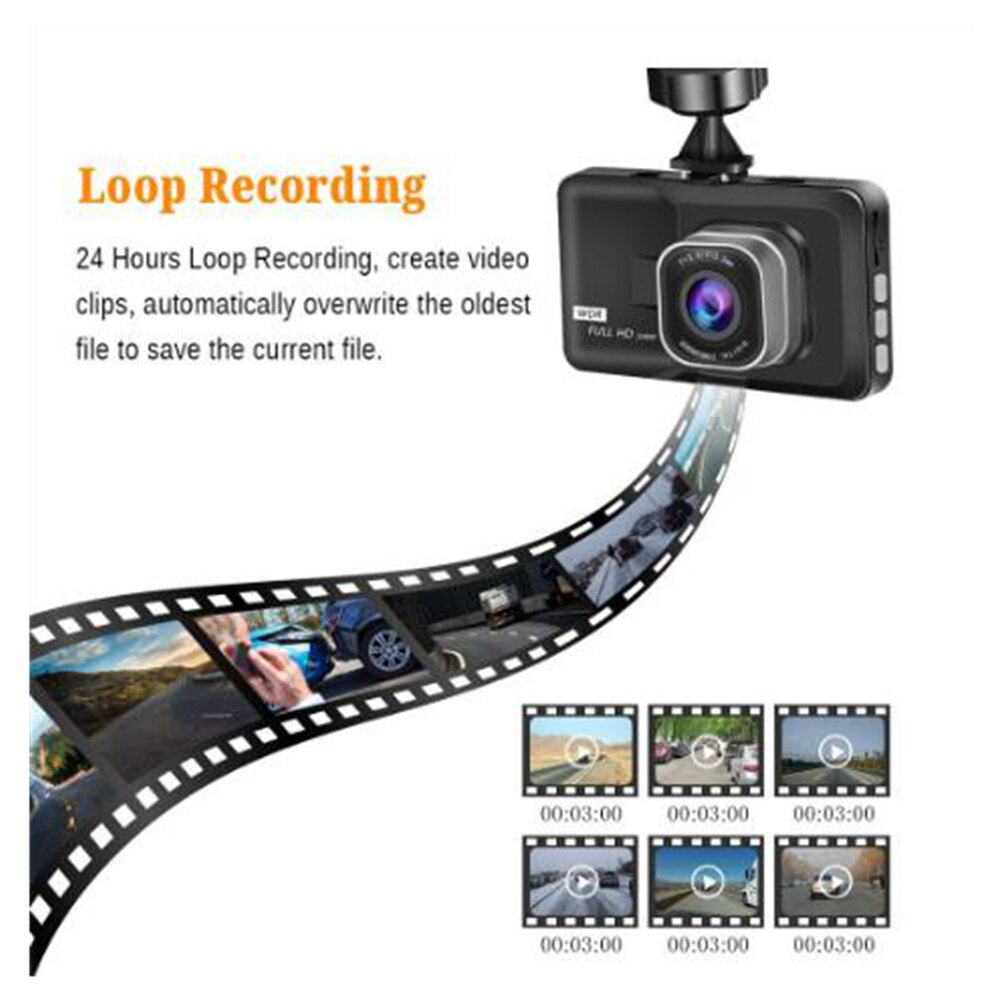 Hd 1080p kjøretøy kamera videoopptaker bindestrek kam nattsyn 3.0 tommers flerspråklig bytte