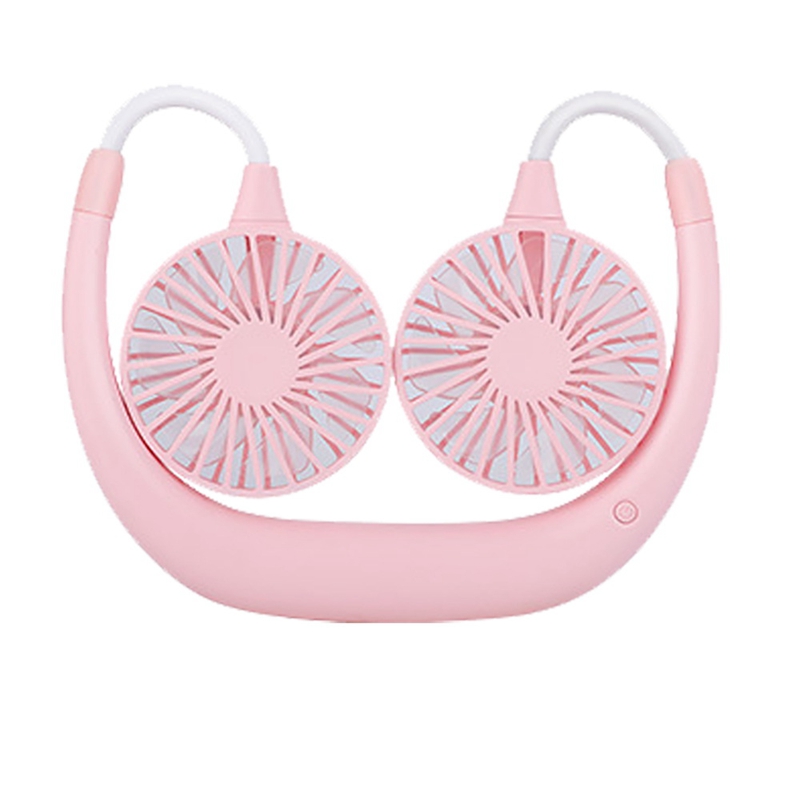 Neck Fan Portable USB Rechargeable Fan Personal Fan Wearable with Dual Heads for Travel Outdoor Office: pink