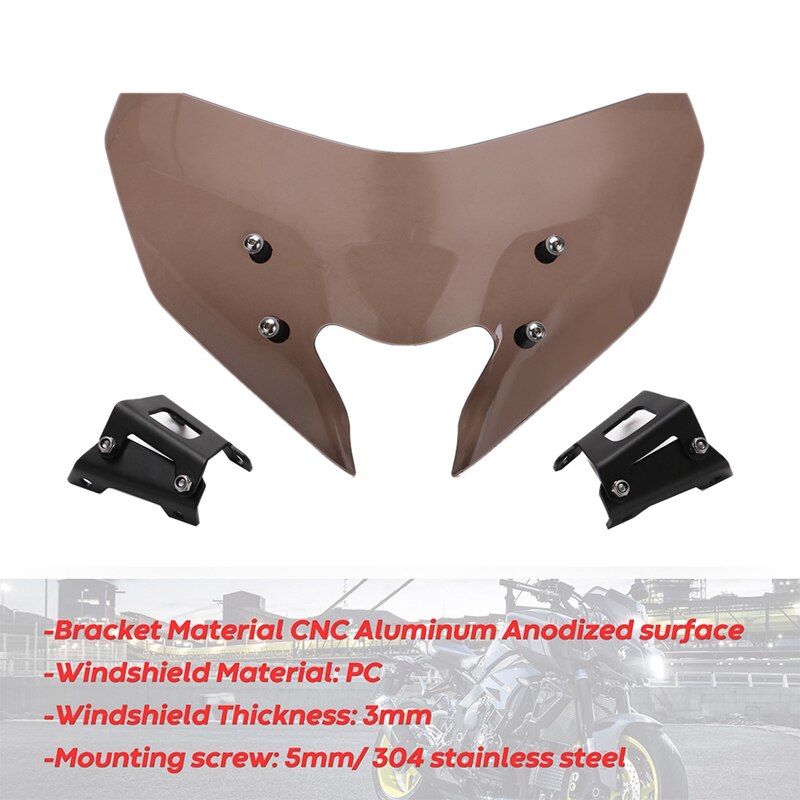 Parabrezza MT-09 Visor KIT 2021-2023 Per Yamaha MT09/SP/FZ-09 – Schermo In Policarbonato Fumé Con Staffe In Acciaio Inox - 2