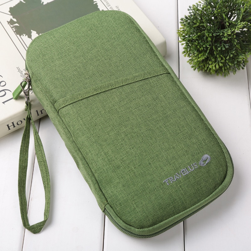 Portafogli da donna impermeabili borsa da viaggio multifunzione per uomo porta passaporto porta carte di credito antipolvere per banca commerciale: Green
