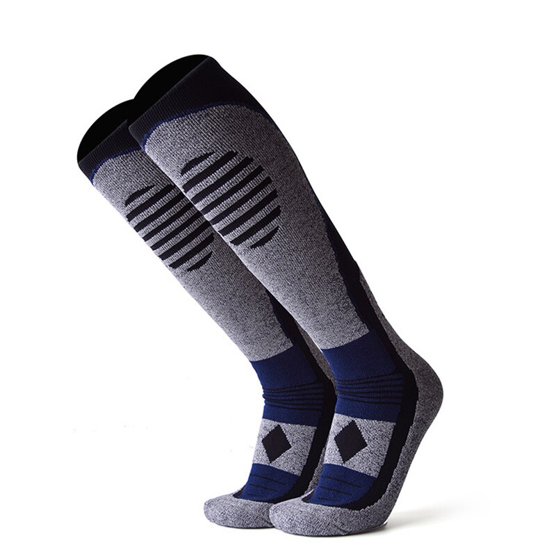 Skisocken aus baumwolle, wärmeisolierend, wadenlang, sportsocken für herren und damen, wandern, spazierengehen, snowboarden, handtuch-skisocken  eu 40-43: Marineblau l