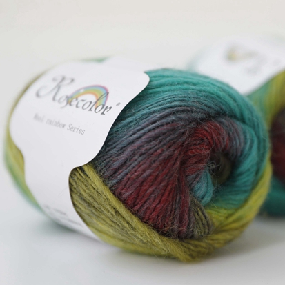 Fil de laine 100% couleur arc-en-ciel, pour tricoter à la main, épaisseur tissée à la main, fil de laine, châle de Crochet, 50 g/boule: 09