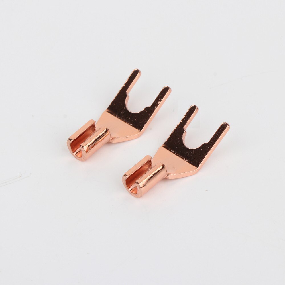 8PCS SY1502 Pure Red Copper Spade Plug Speaker Cable Spade Connector Terminal Plug