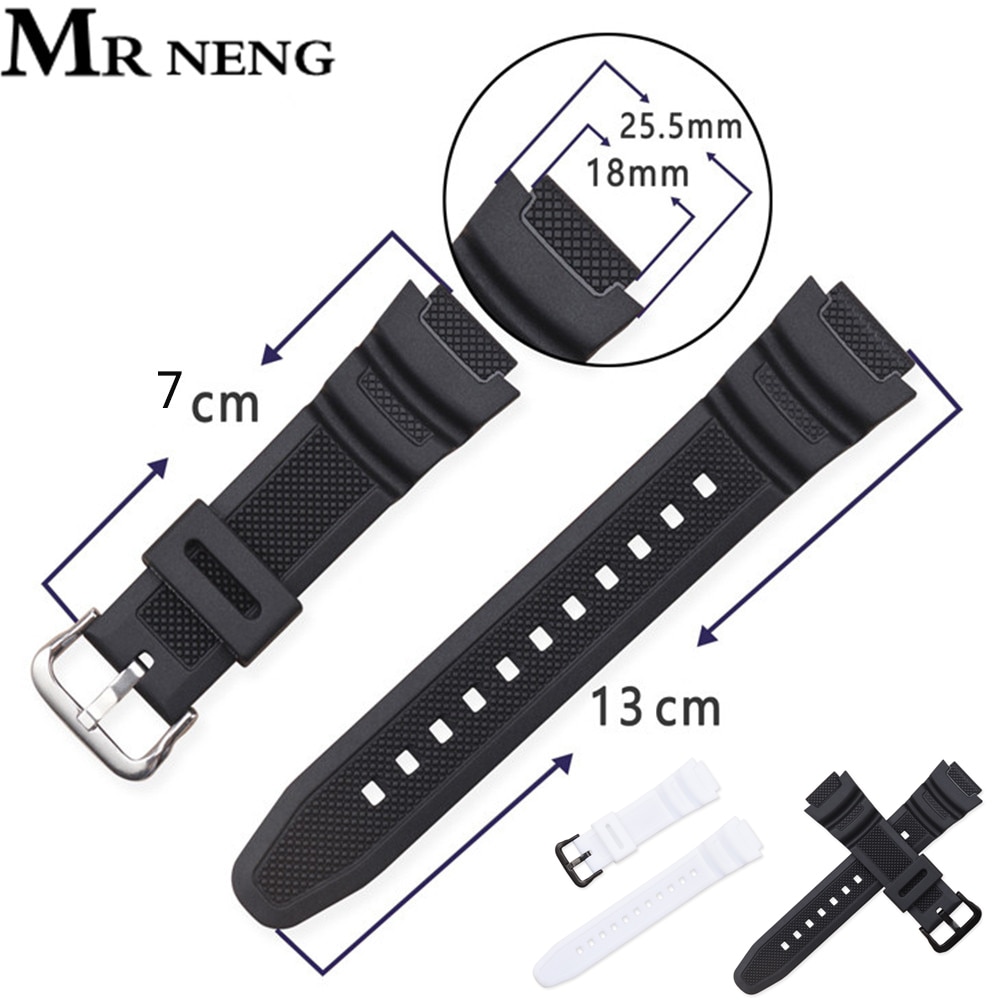 Bracelet En Silicone pour Casio AE-1000w AQ-S810W SGW-400H/SGW-300H Bracelet En Caoutchouc Boucle Ardillon Bracelet Montre Bracelet de Poignet Noir
