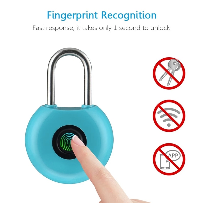 20 Groups Fingerprint Padlock Fingerprints Rechargeable Modern Locks for Lockers Bags Bicycle