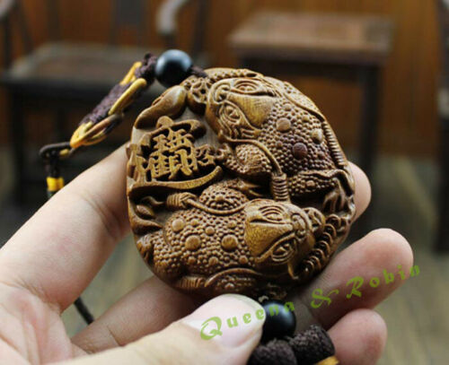 Houtsnijwerk Chinese Feng Shui Wealth Coin Goud Kikker Auto Hanger Amulet Craft