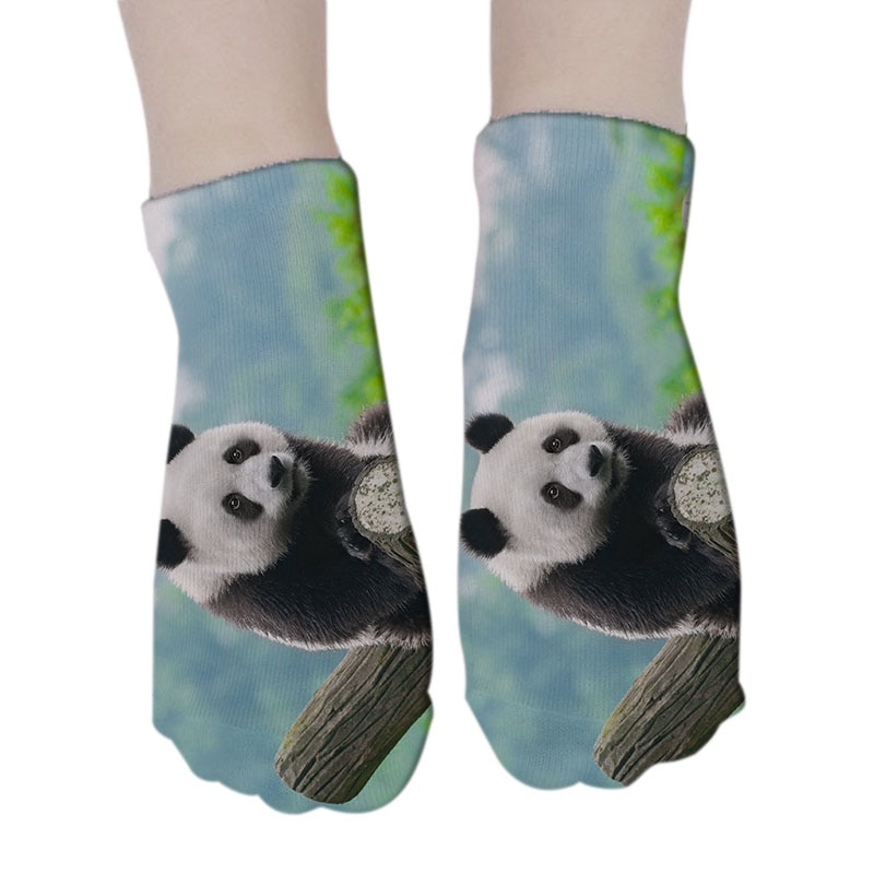 Casual, coole panda-patroon harajuku sokken voor dames, hipster, grappige katoenen korte sokken, vrouwelijke kunst, lage dunne sokken