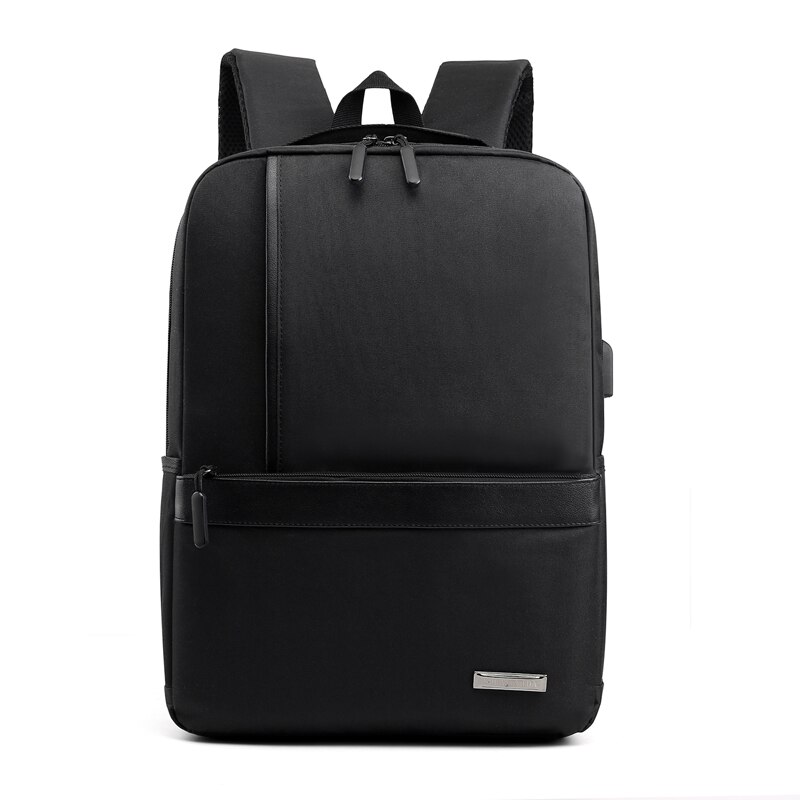 PUIMENTIUA Slim Laptop Backpack Men Office Work Men Backpack Business Bag Unisex Black Ultralight Backpack Thin Back Pack: Black 1