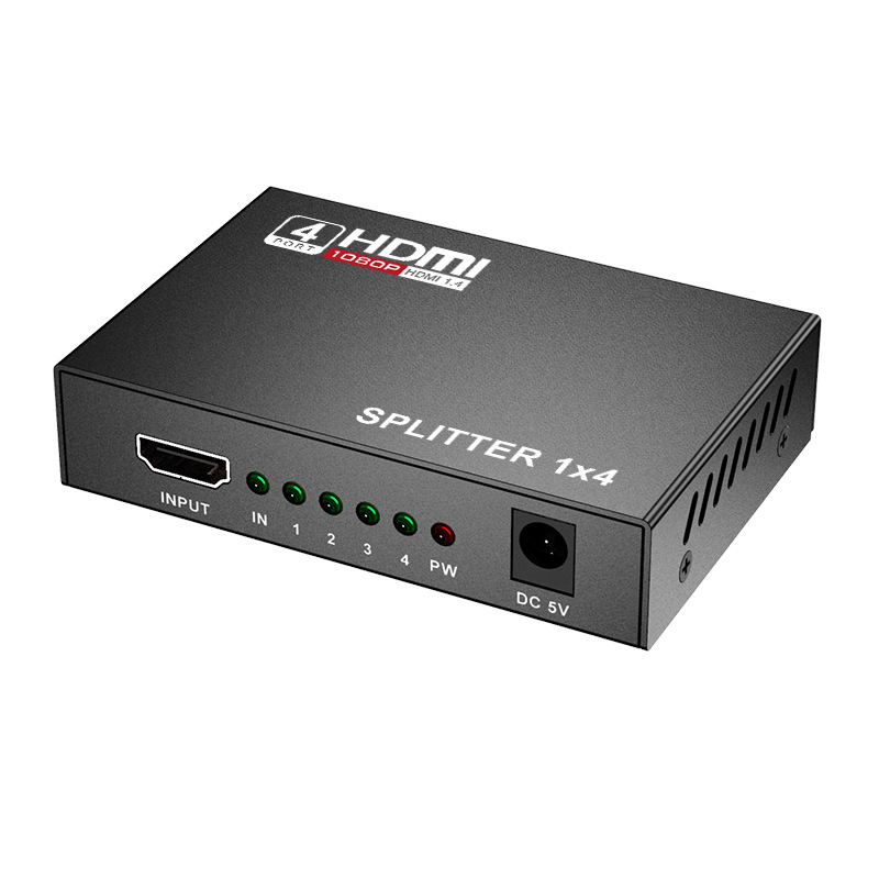1 in 4 out HDMI Splitter 4K/2K/1080P,Video Divider, HD Video Screen Sharing Device