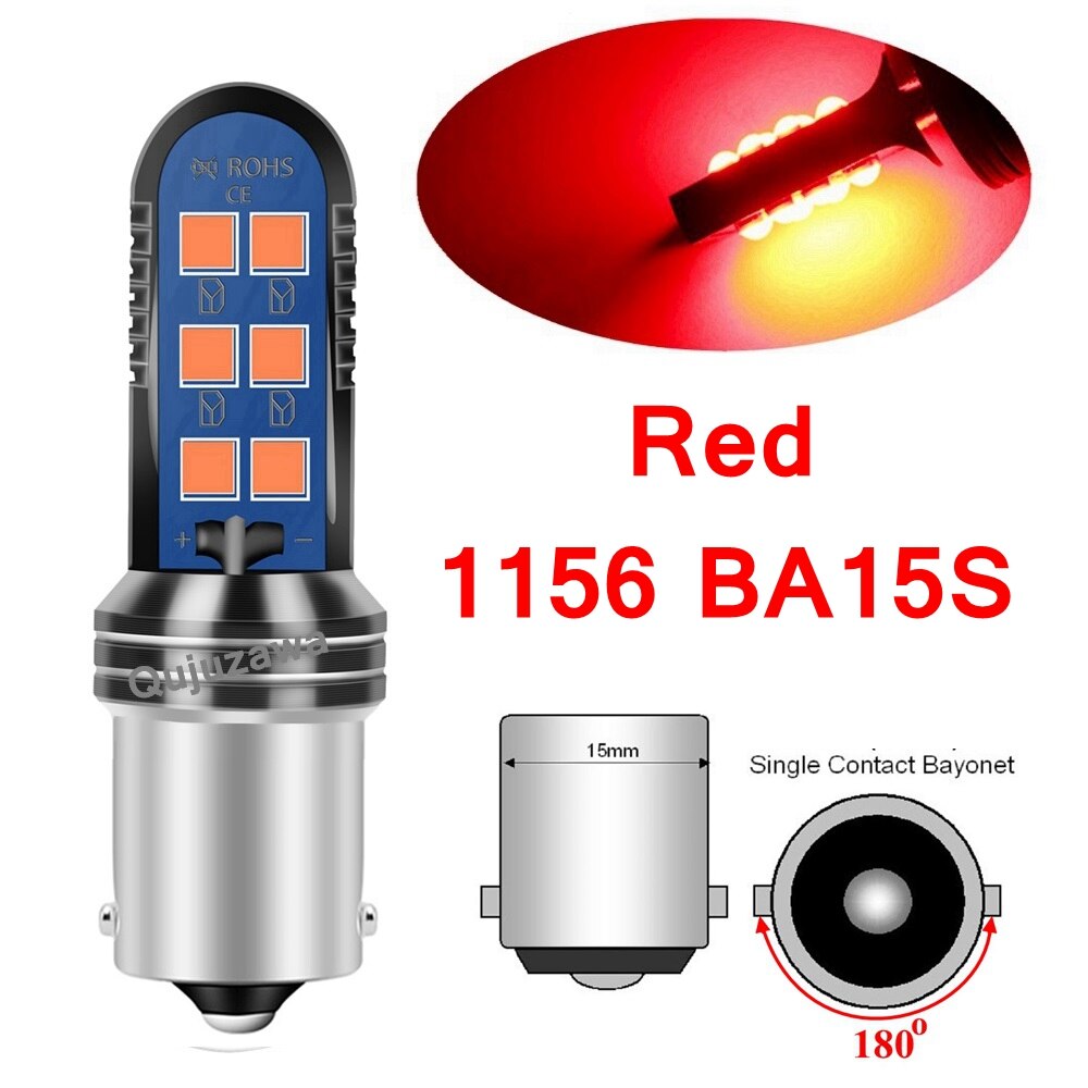 Bombillas LED superbrillantes para coche, luz de marcha atrás de 12V, 2 piezas, BAY15D P21/5W 1157 BA15S P21W BAU15S 1156: Verde