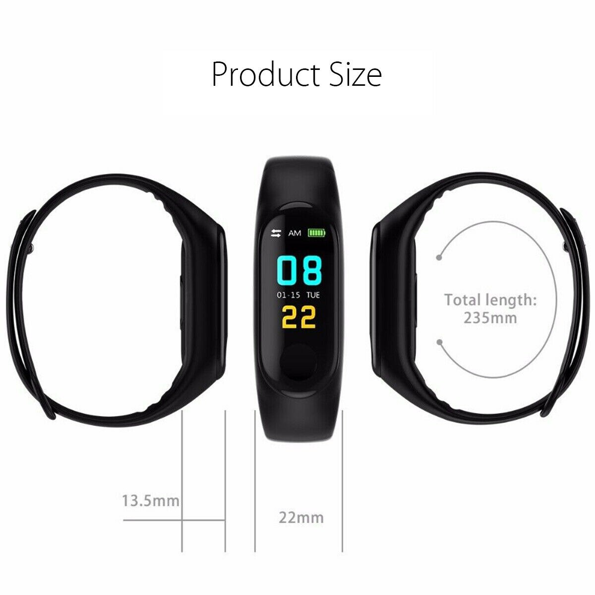 0.96- kleurenscherm smartwatch voor heren, waterdichte slimme armband, oproepherinnering, calorie-stappenteller, multisportmodus, damesklok