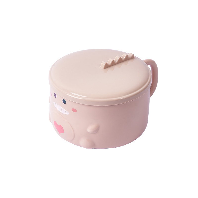Kawaii Dinosaur Ramen Bowl Instant Ramen Noodles Korean Food Container Stainless Steel Student Bento Box with Lid &amp; Handle 850ml: 1020ml gray