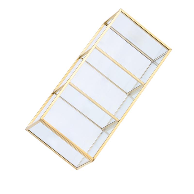 1 stk guld glas smykke plade kommode skrivebord organizer kosmetik opbevaringsboks