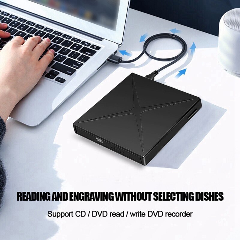 External DVD Drive, USB 3.0 Portable CD/DVD +/- RW Drive/DVD Player for Laptop CD ROM Burner Compatible with Desktop