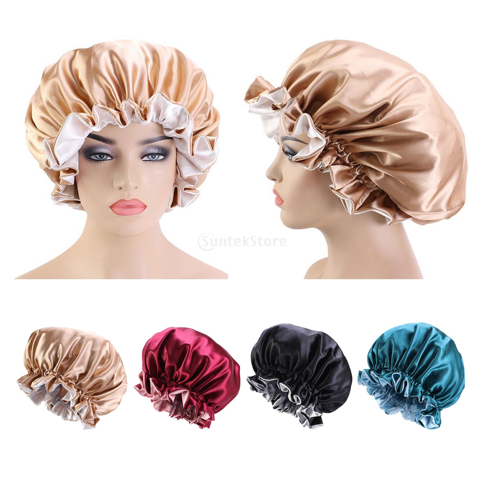 2pc Satin Bonnet Sleep Bonnet Cap Double Layer Sleeping Hair Bonnet