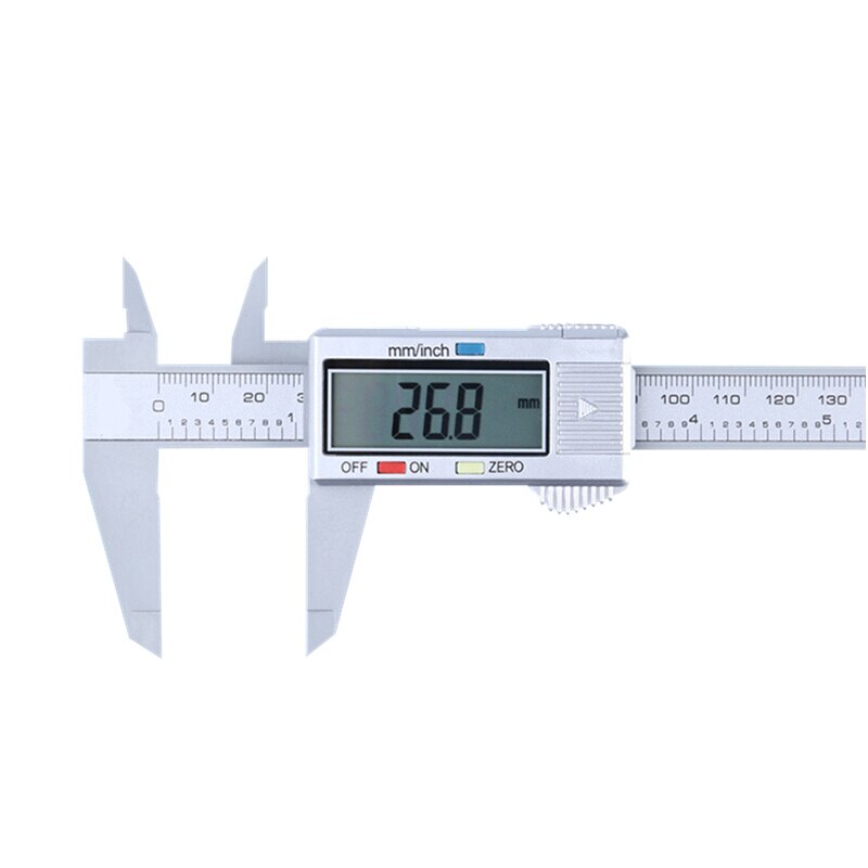 Calibrador Vernier de 0 a 150mm, herramienta de medición de 6 pulgadas, Micrómetro de regla de fibra de carbono electrónica Digital LCD de plástico