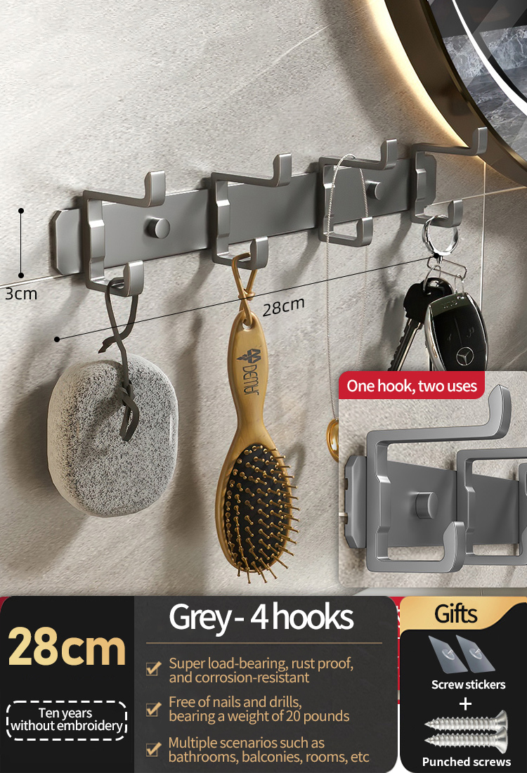 Geen noodzaak om de haak achter de deur te boren, opberghangers, jas- en hoedenhaken, hangers, slaapkameropbergrekken, keukenhaken: WHITE