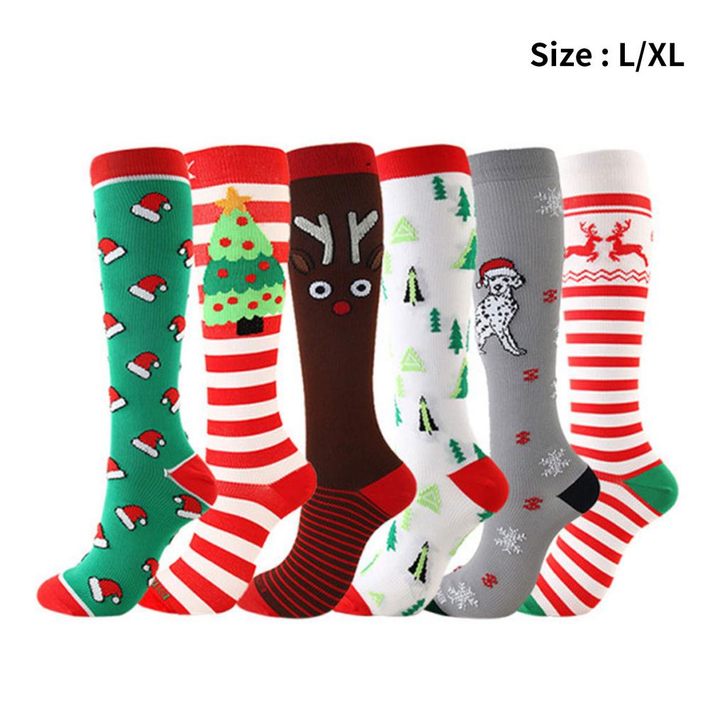 Damessokken winter warme kleurrijke kerst serie katoenen kawaii sokken grappige vrolijke persoonlijkheid heren lange sokken sok: Lxl