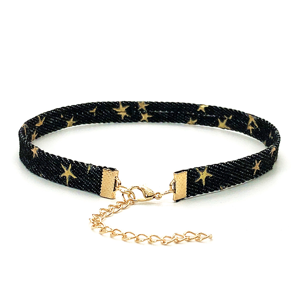 Collar étnico gótico de mezclilla para mujer, Gargantilla Bohemia Vintage, Estrella Negra, accesorios de cadena para el cuello, joyería para mujer,