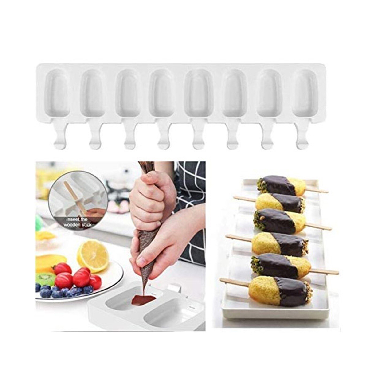 Home Ice Cream Mold 8 Cell Frozen Silicone Juice Popsicle Maker for Cake Ice cream Dessert Candy Support