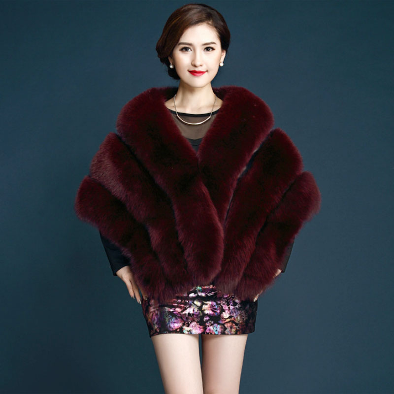 Chales de piel sintética para novia gris oscuro de para boda, Bolero, chaquetas, abrigos, novias, capa de invierno, abrigo de noche para boda: Wine red