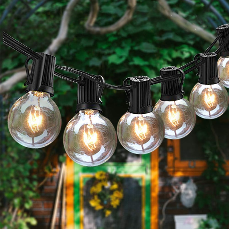 25Ft G40 LED Lamp Globe String Lights Met Clear Lamp Achtertuin Patio Verlichting Vintage Lampen Decoratieve Outdoor Garland Bruiloft