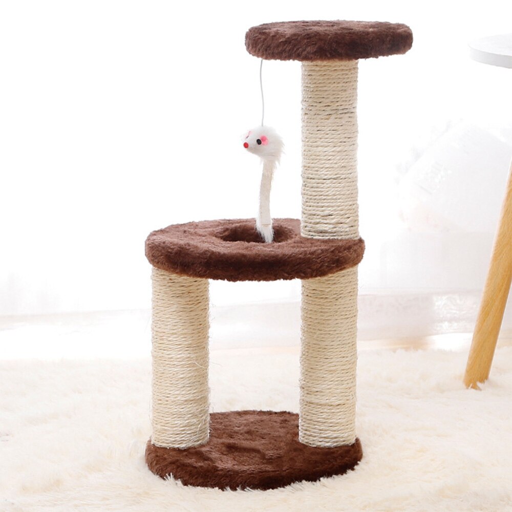 Pet Cat Tree Three layers Climbing Frame with Toy Cat Scratching Wood Posts Cat Scratch Board Jumping Training Furniture Sisal