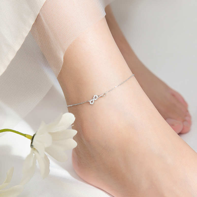 INZATT Echt 925 Sterling Silber Zirkon Unendlichkeit Fußkettchen Für Frauen Party Nette Feine Schmuck Minimalistischen Zubehör