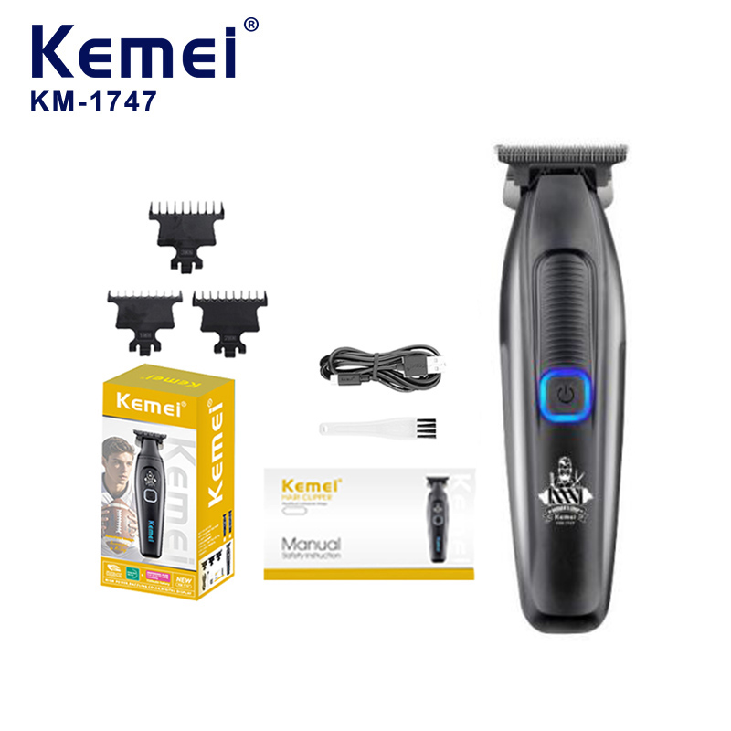 Kemei1747 Electric Hair Cutting Machine Cordless Hair Clipper Rechargeable Beard Trimmer Man Carving Clipper Barber: GRAY