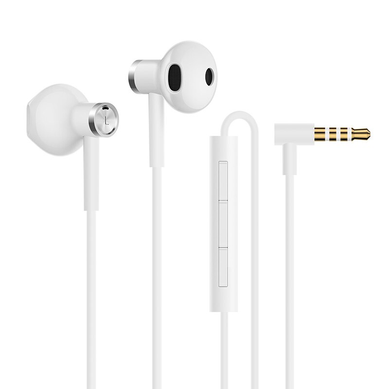 Xiaomi 3.5Mm Universele Half In-Ear Oortelefoon Hybride Dc Dual Driver L-Vorm Plug Mems Microfoon Bedrade controle Headset Voor Xiaomi: WHITE