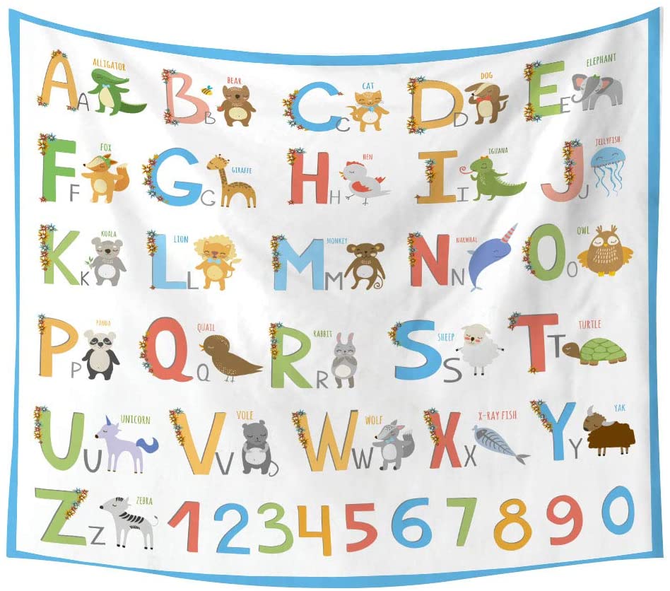 Alfabet ABC zwierząt wiszące gobeliny ścienne dla dzieci w klasie dziecko sypialnia