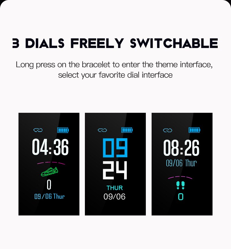 Bluetooth Smart Horloge Hartslag Armband Kleur Touch Screen Fitness Tracker Bloeddruk Hartslagmeter Slimme Band ZXPY1