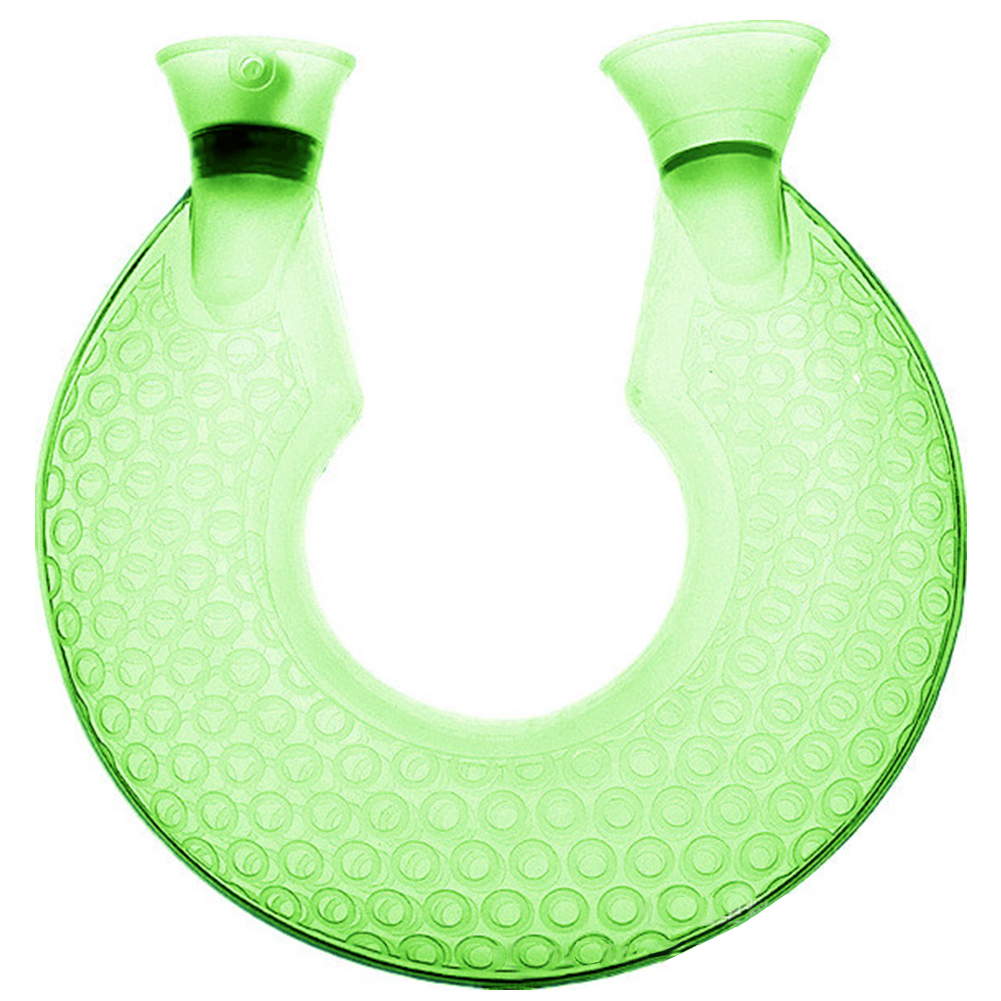 Office Transparent PVC Water Bottle Neck Warm Home Leak Proof Travel Non Slip Hand Warmer Outdoor Winter U Shape Pain Relief: green