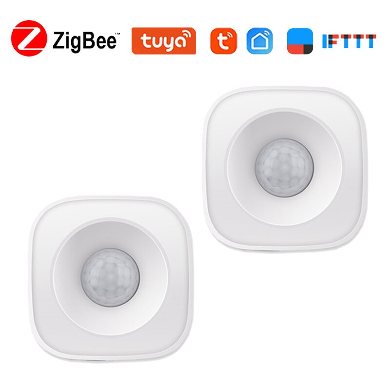 Tuya Smart ZigBee PIR Motion Sensor Detector Smart Home Wireless Body Infrared Sensor Security Burglar Alarm Sensor APP Control: 2Pcs