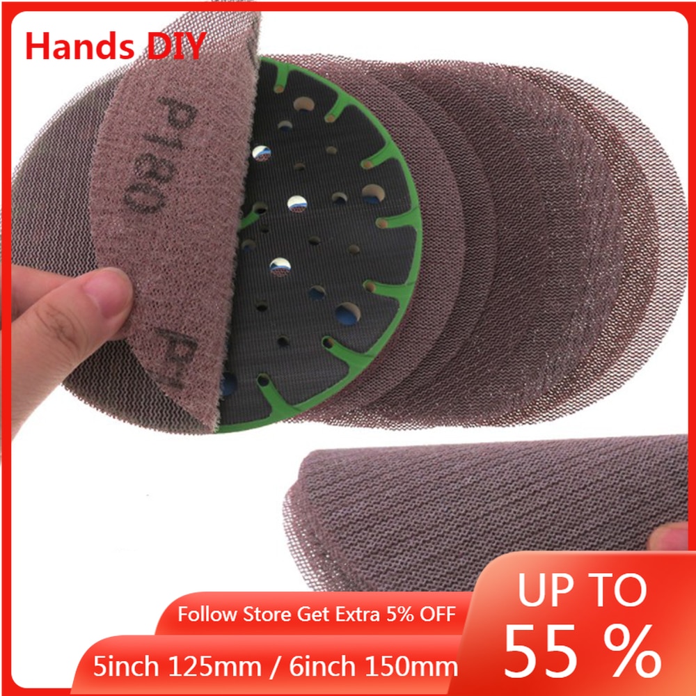 Mesh Sanding Discs 5inch/6inch Hook & Loop Abrasive Pad Dust Free Disc Anti-Blocking Sharp Grinding Sandpaper Woodworking Tools
