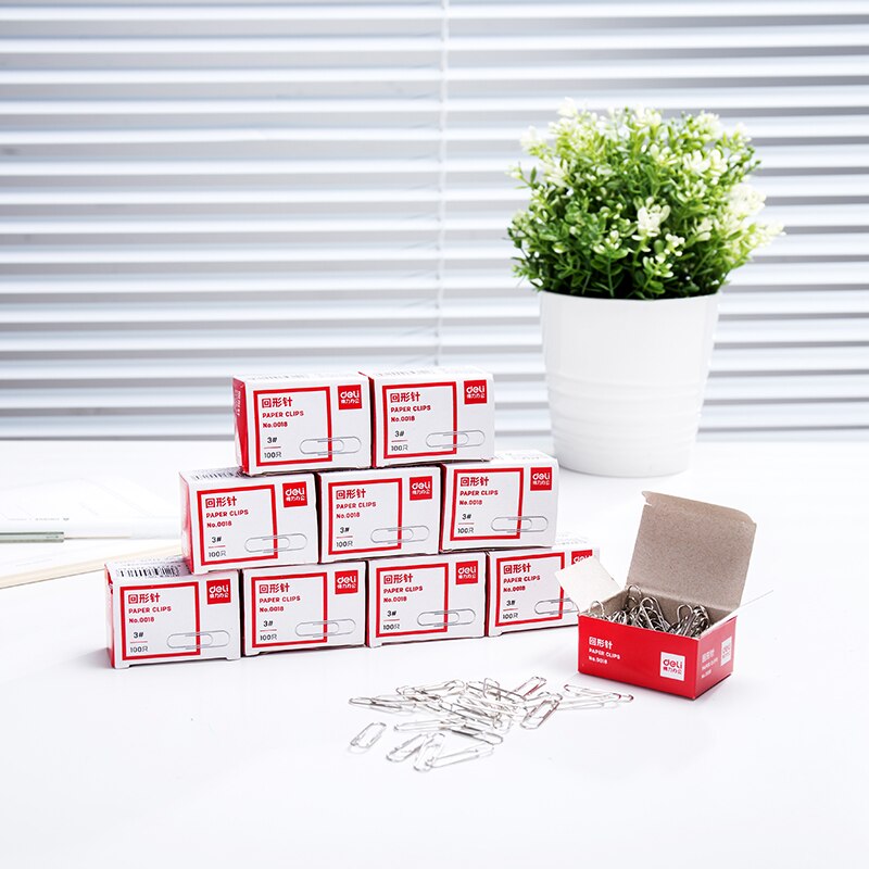 100pcs Box Big Paper Clips Metal Stationery Clips Nickel Pated Clip Folder 5# 50mm Bookmark Clip Office Supplies Deli 0050