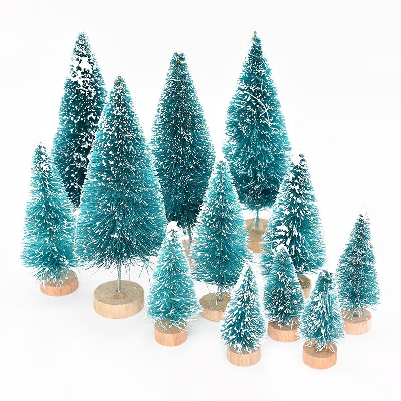 8Pcs DIY Christmas Tree Ornaments Sisal Silk Mini Pine Tree Christmas Decoration For Home Navidad Xmas Year Decor Kids