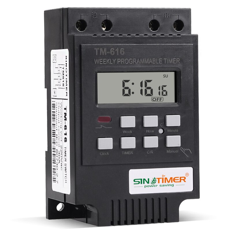 Sinotimer 30 ampère regelbelasting  dc 12v tijdschakelaar 7 dagen 17on/ uit programmeerbaar 24 uur digitaal tijdrelais