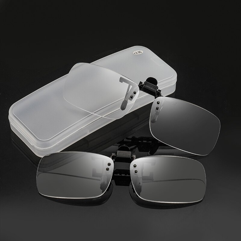 Clip On Flip Up Down Reading Glasses Flip Clip Presbyopic Lenses With Box Women Rimless Magnifier Reading Sunglasse Male Glasses