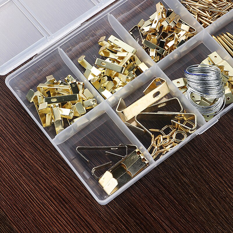 Picture Hangers Kit Wall Picture Hanging Kit Picture Metal Golden Triangle D-Ring Hanging Hooks Golden Photo Frame Hangers