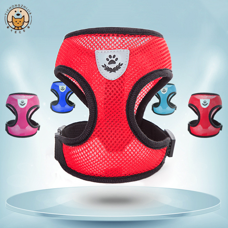Szelki dla psa i kota regulowany gorset smycz na spacery dla szczeniąt obroża dla psa siatka poliestrowa szelki dla średniej wielkości placki kot zwierzęta