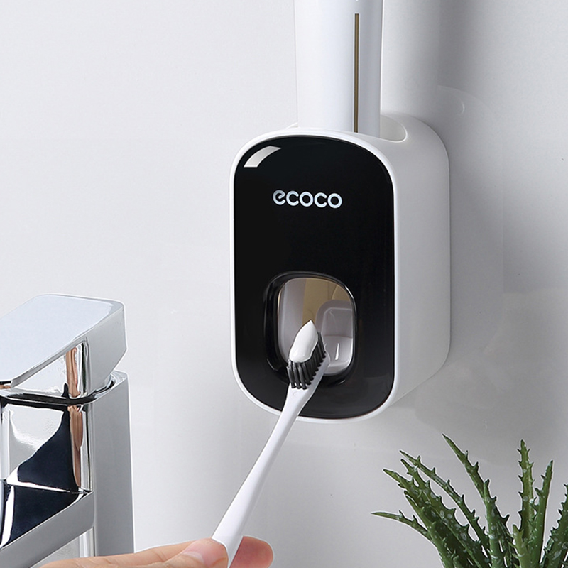 Dispensador automático de pasta de dientes, soporte para cepillo de dientes a prueba de polvo, soporte de montaje en pared, juego de accesorios de baño, exprimidor de pasta de dientes