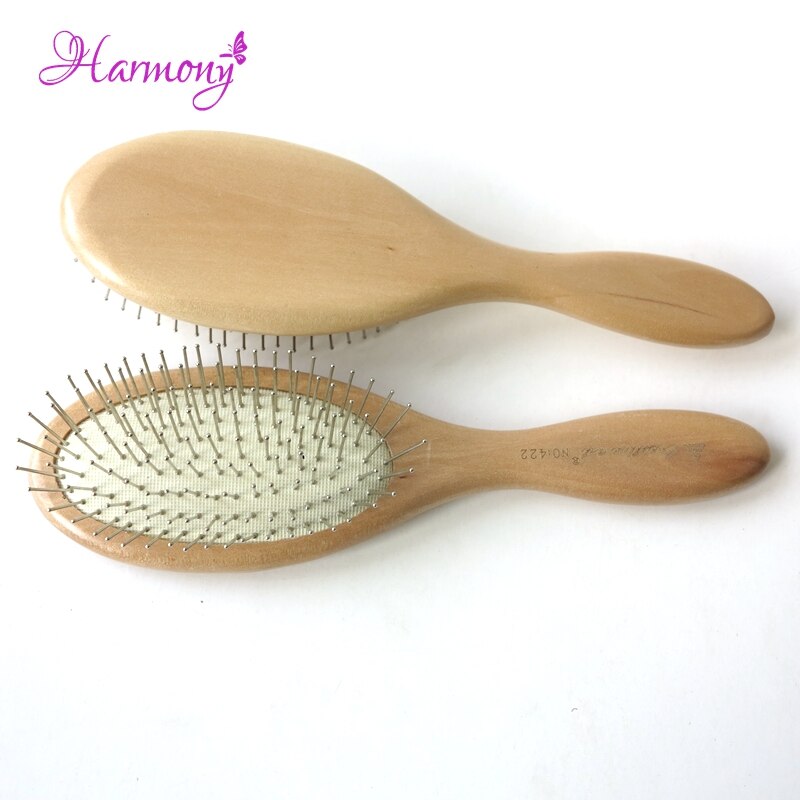 Harmonie – brosse à cheveux avec manche en bois, 20 pièces/lot, peigne de massage naturel avec dents en acier, brosse pour Extensions de cheveux, pour usage en Salon